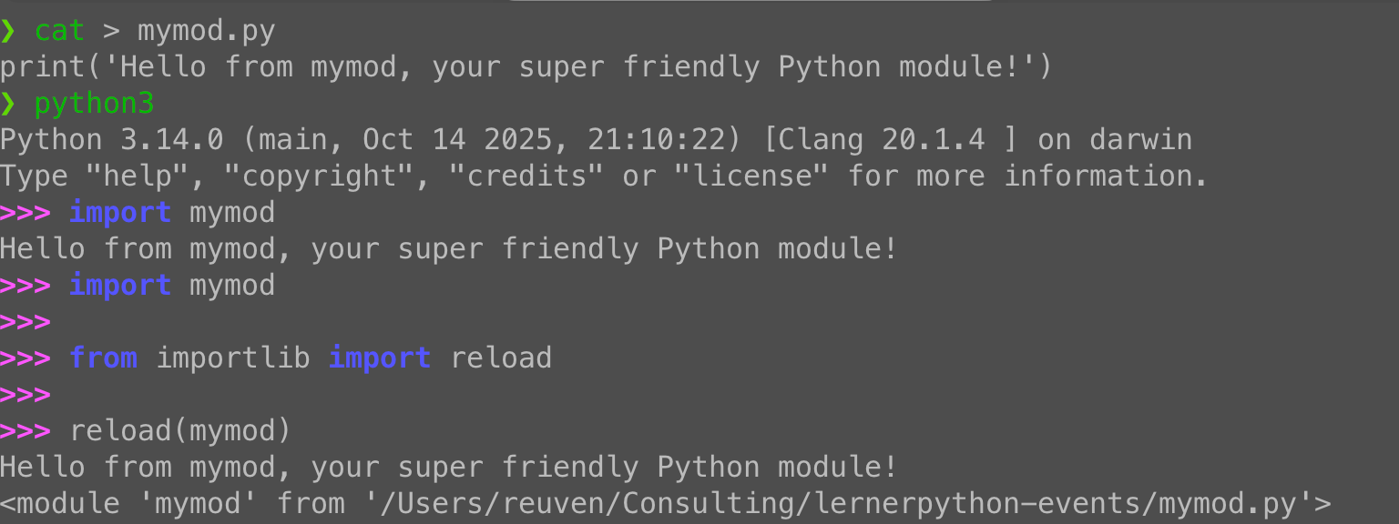 importlib.reload: Reimporting a Python module during development