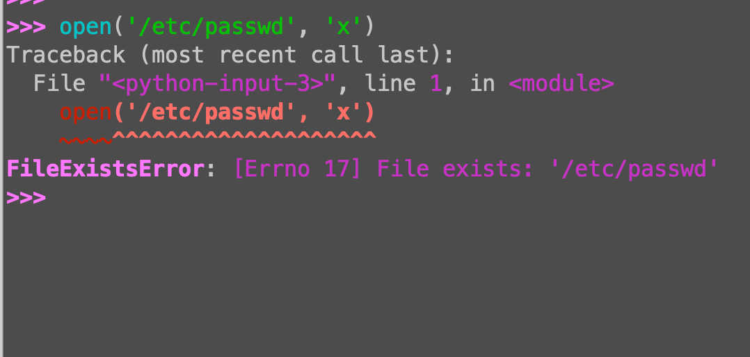 Python file modes: Use 'x' instead of 'w' to avoid overwriting