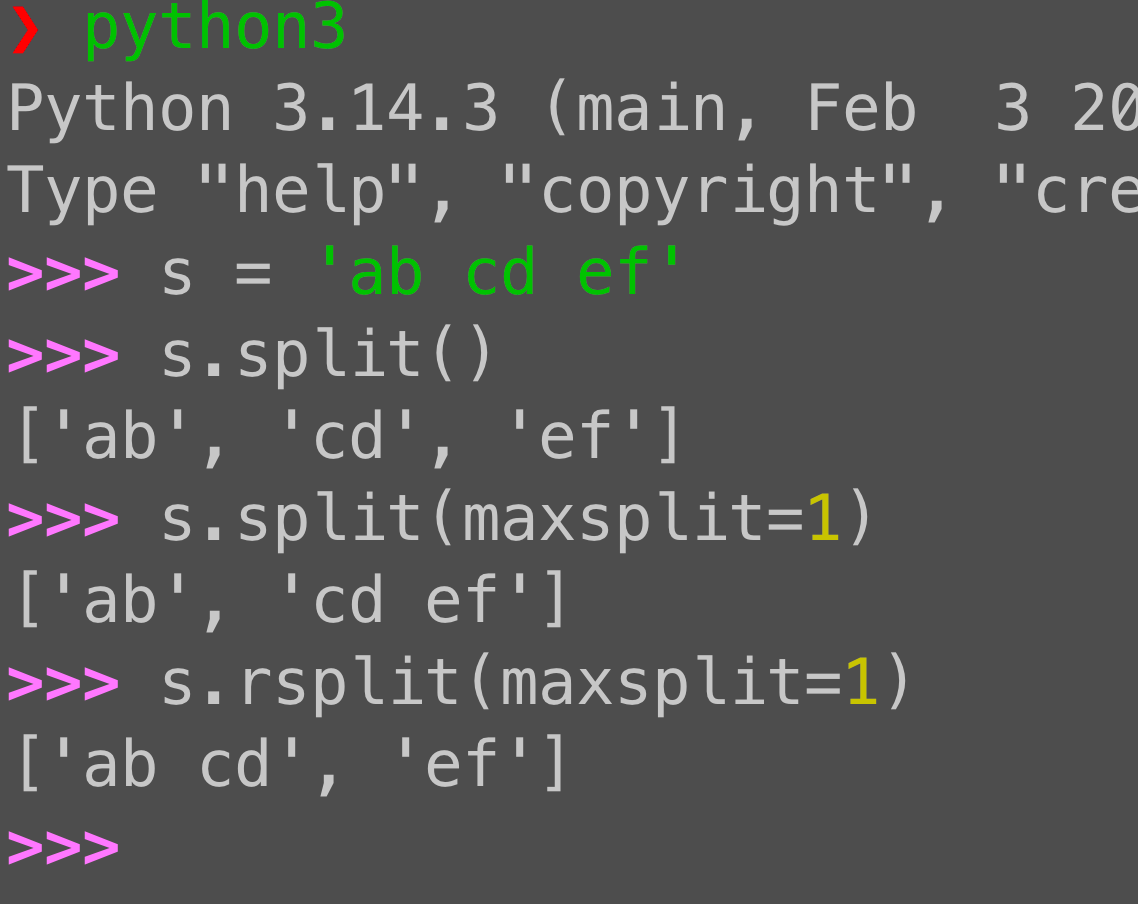 Python str.split and rsplit: Splitting strings with maxsplit