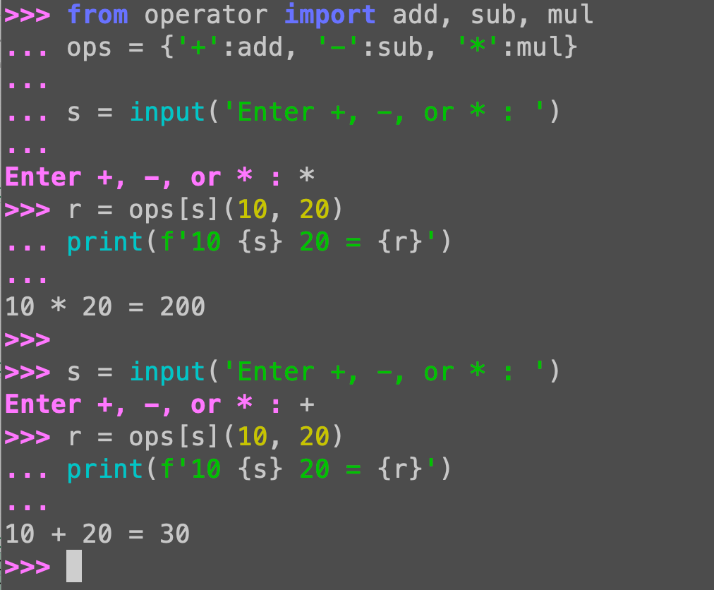 Dispatch tables in Python: Replace if/elif with a dict of functions
