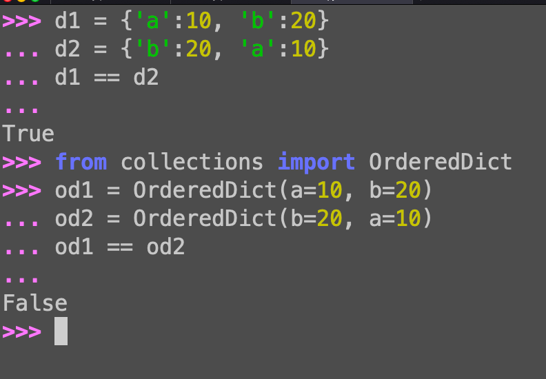 OrderedDict vs dict: Why equality checks compare order