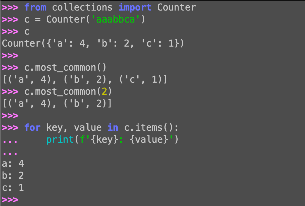 collections.Counter: Counting values in a Python sequence