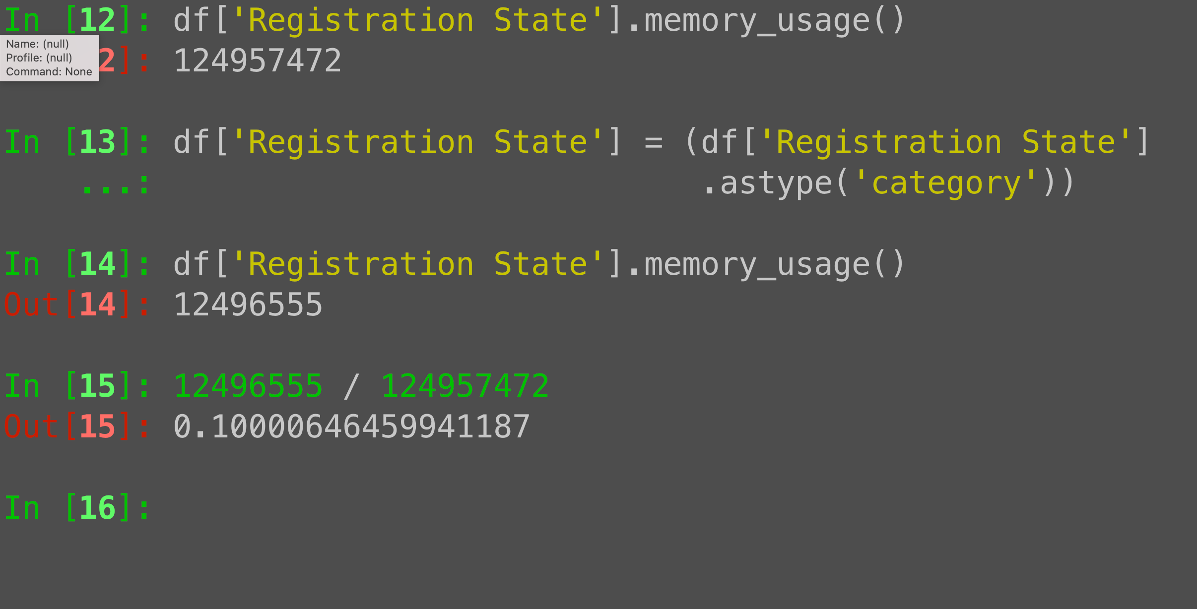 Pandas category dtype: Reduce string column memory by 90%