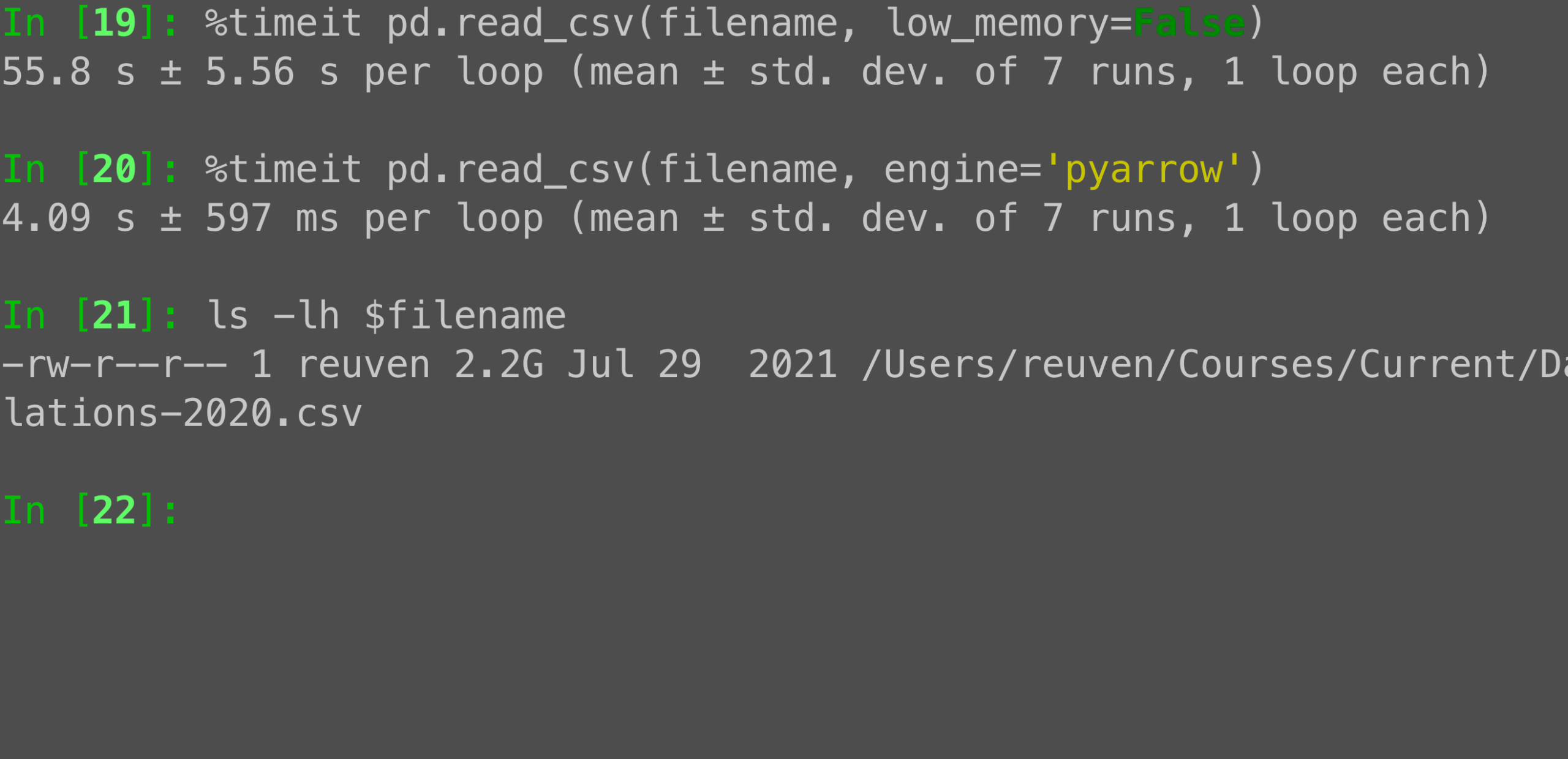 pandas read_csv: Speed up loading with the PyArrow engine