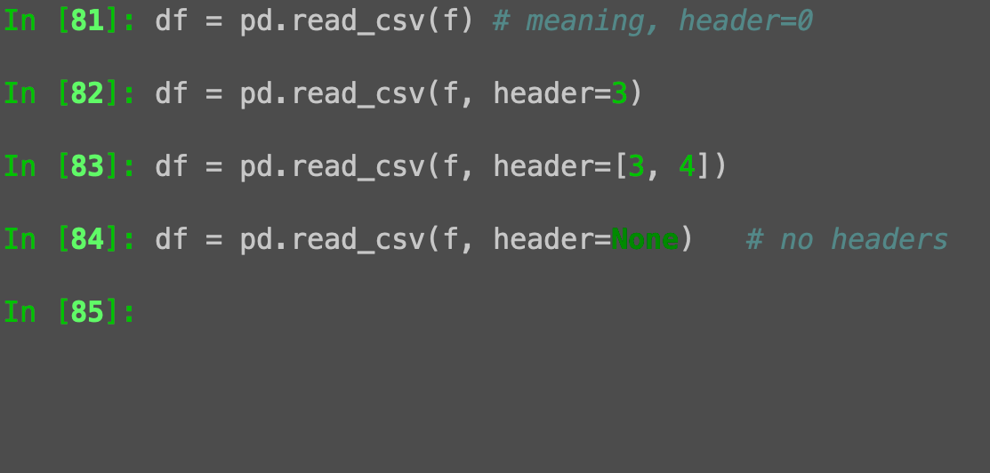 pandas read_csv header: Which row holds your column names