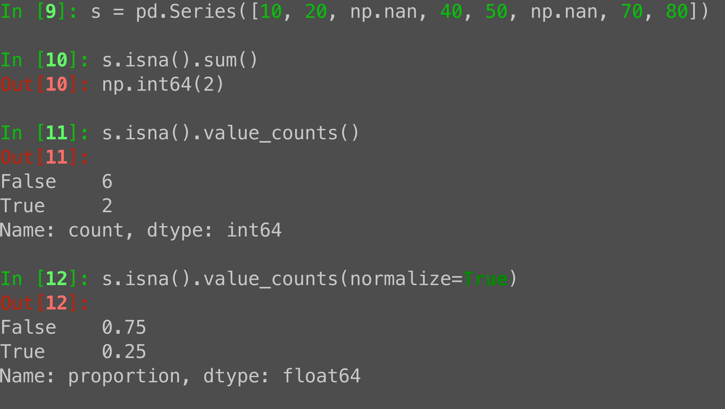 Counting NaN values in a Pandas series with isna and sum