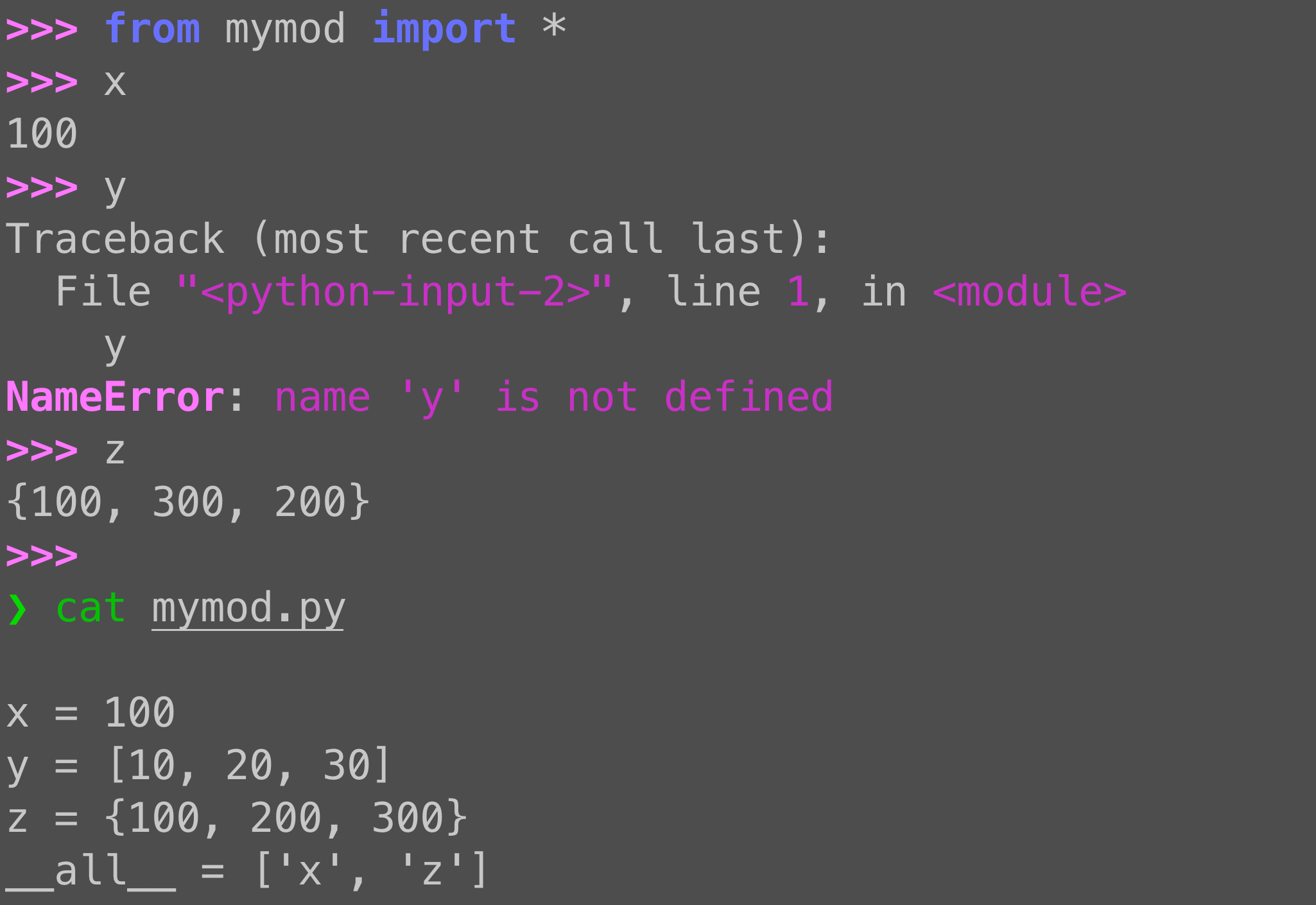 Python __all__: Controlling which names import * exports