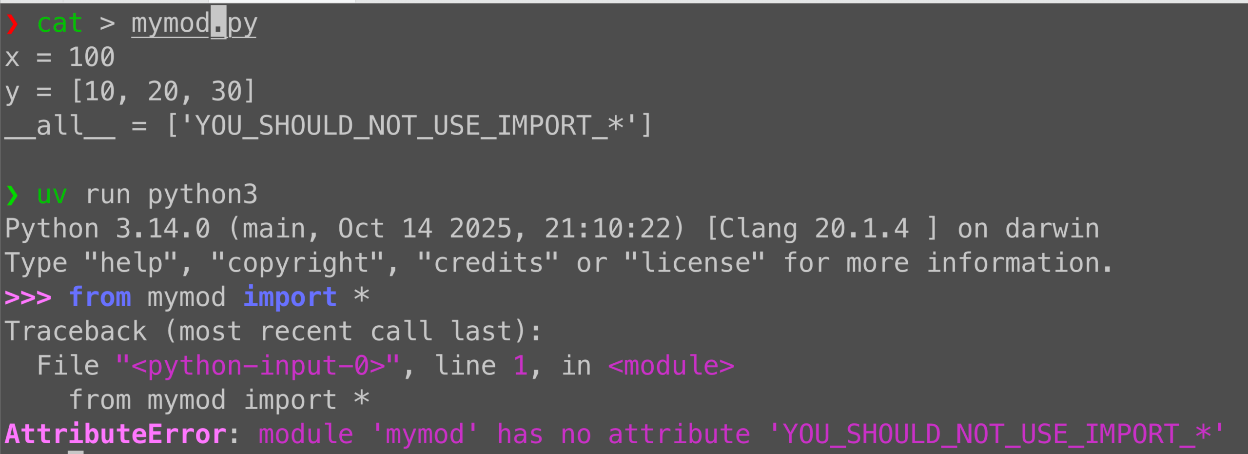 Python `__all__`: Blocking wildcard imports with a fake name