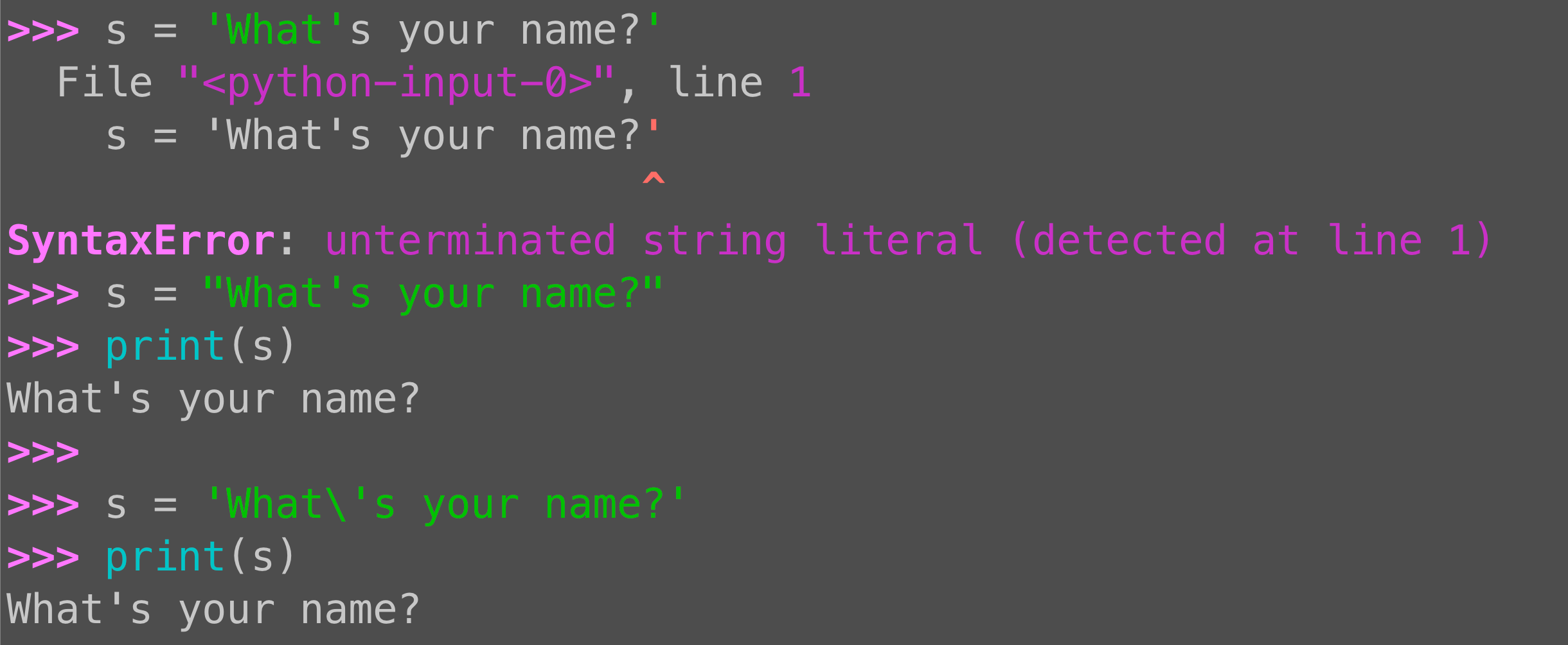 Python string quotes: Handling an apostrophe inside a string