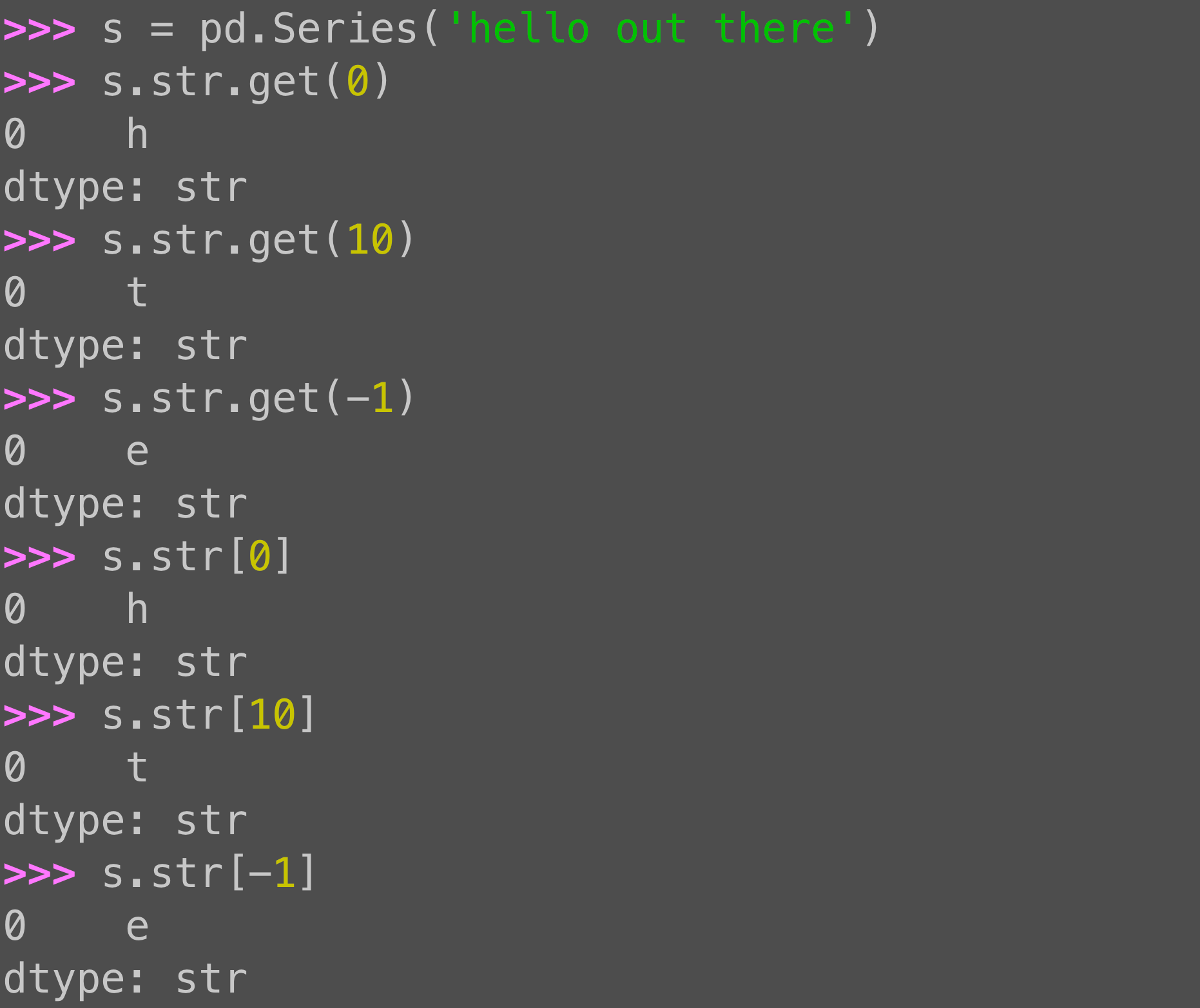 Pandas .str.get: Retrieving characters from string columns
