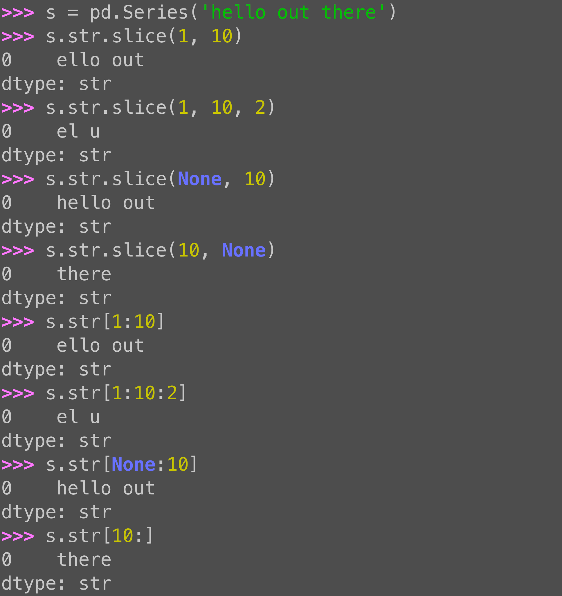 Pandas string slicing: Extracting substrings with .str.slice