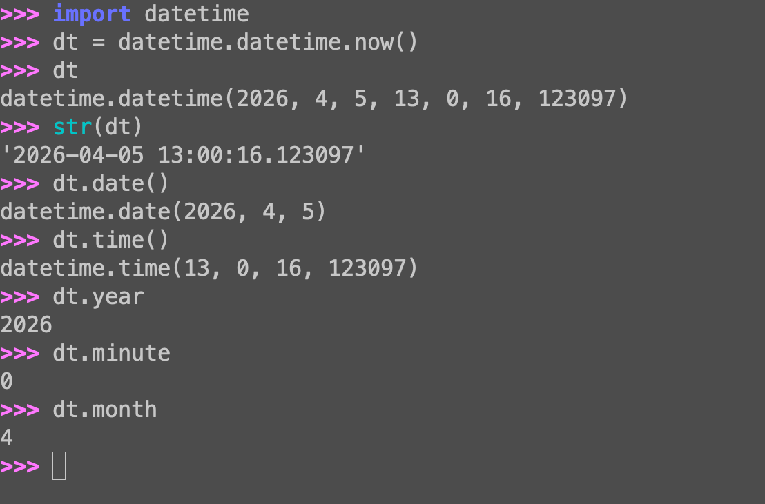 Python current date and time: Using datetime.datetime.now()