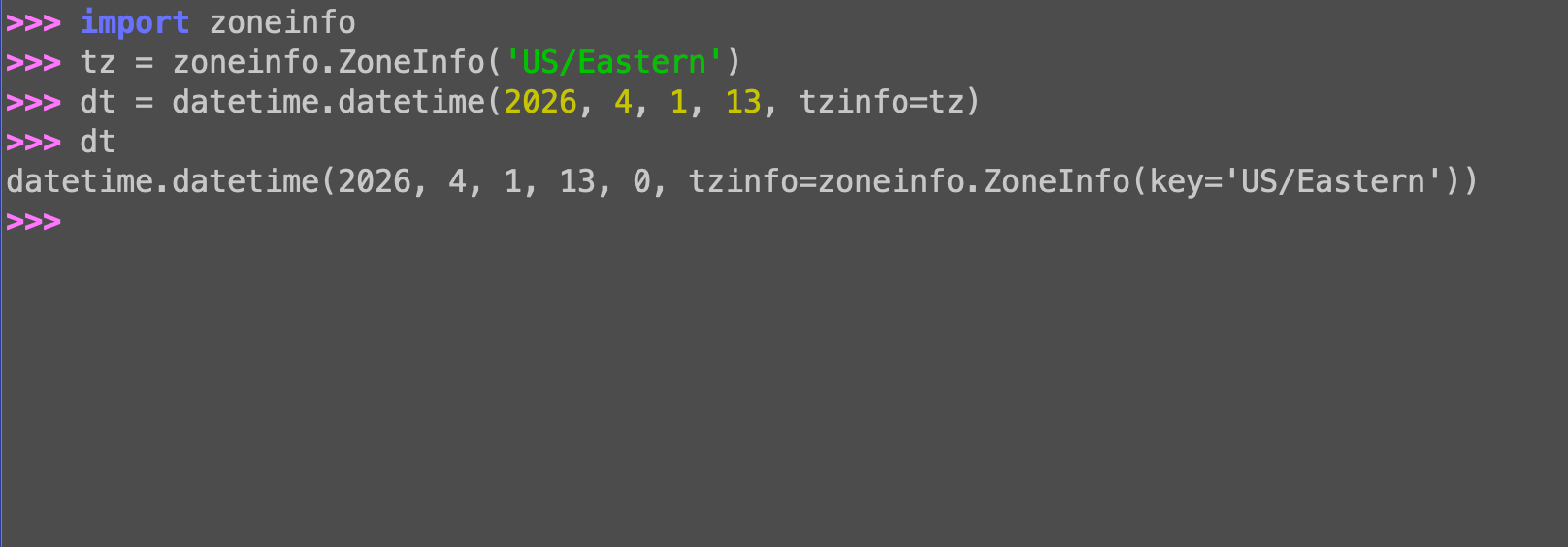 Timezone-aware datetime objects in Python with zoneinfo