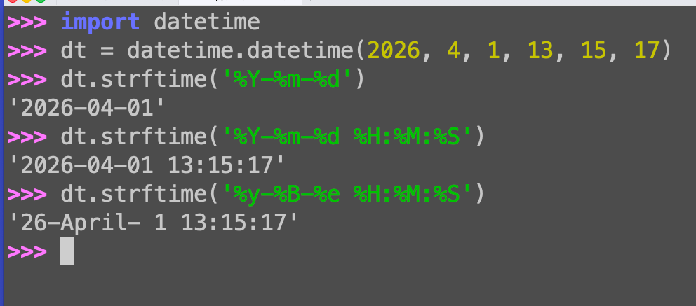 Python datetime formatting: Using strftime for date strings