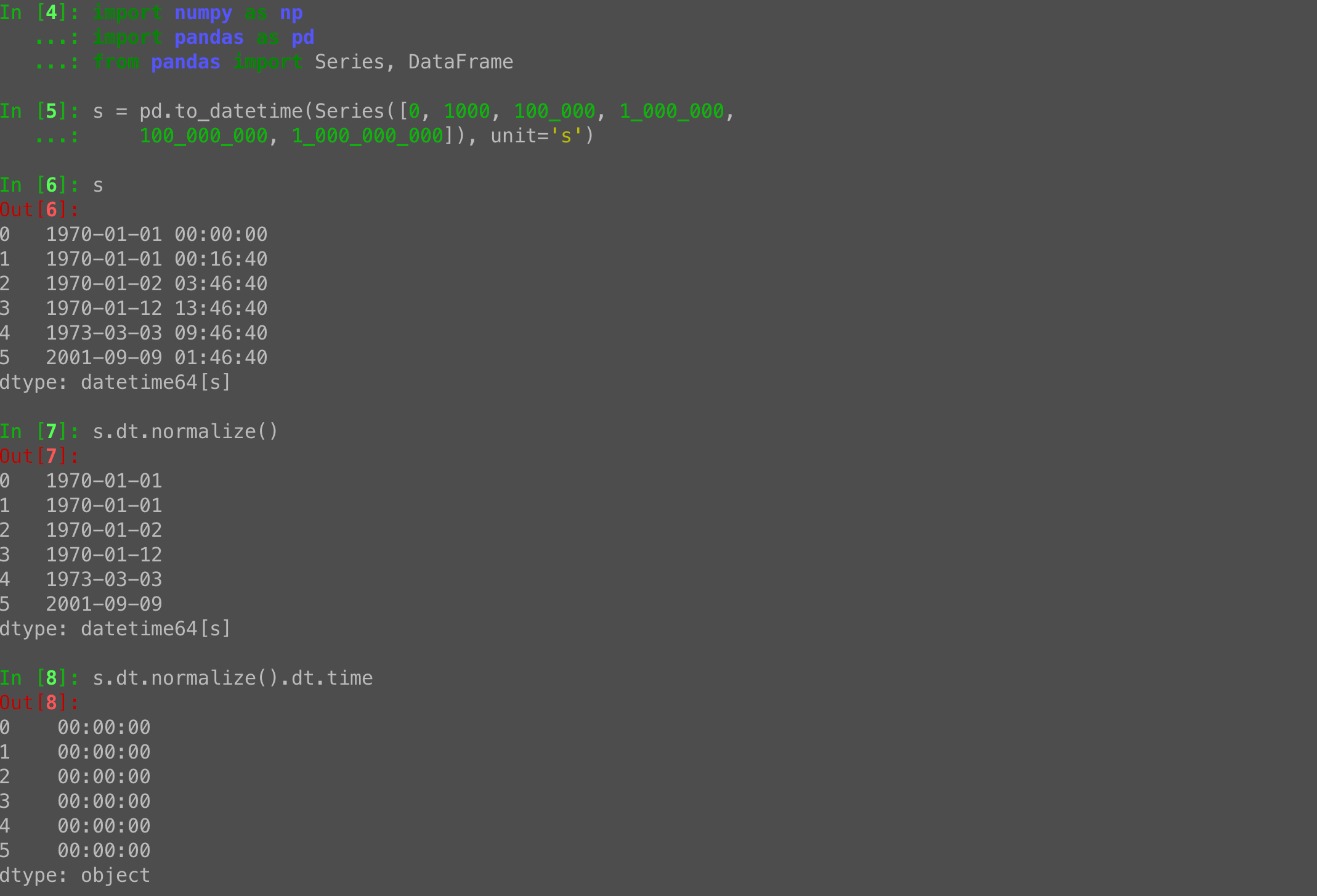 Pandas dt.normalize: Setting datetime times to midnight