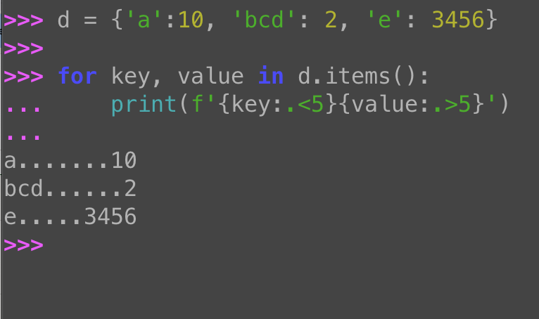 Python f-string format specifiers: Padding and aligning columns