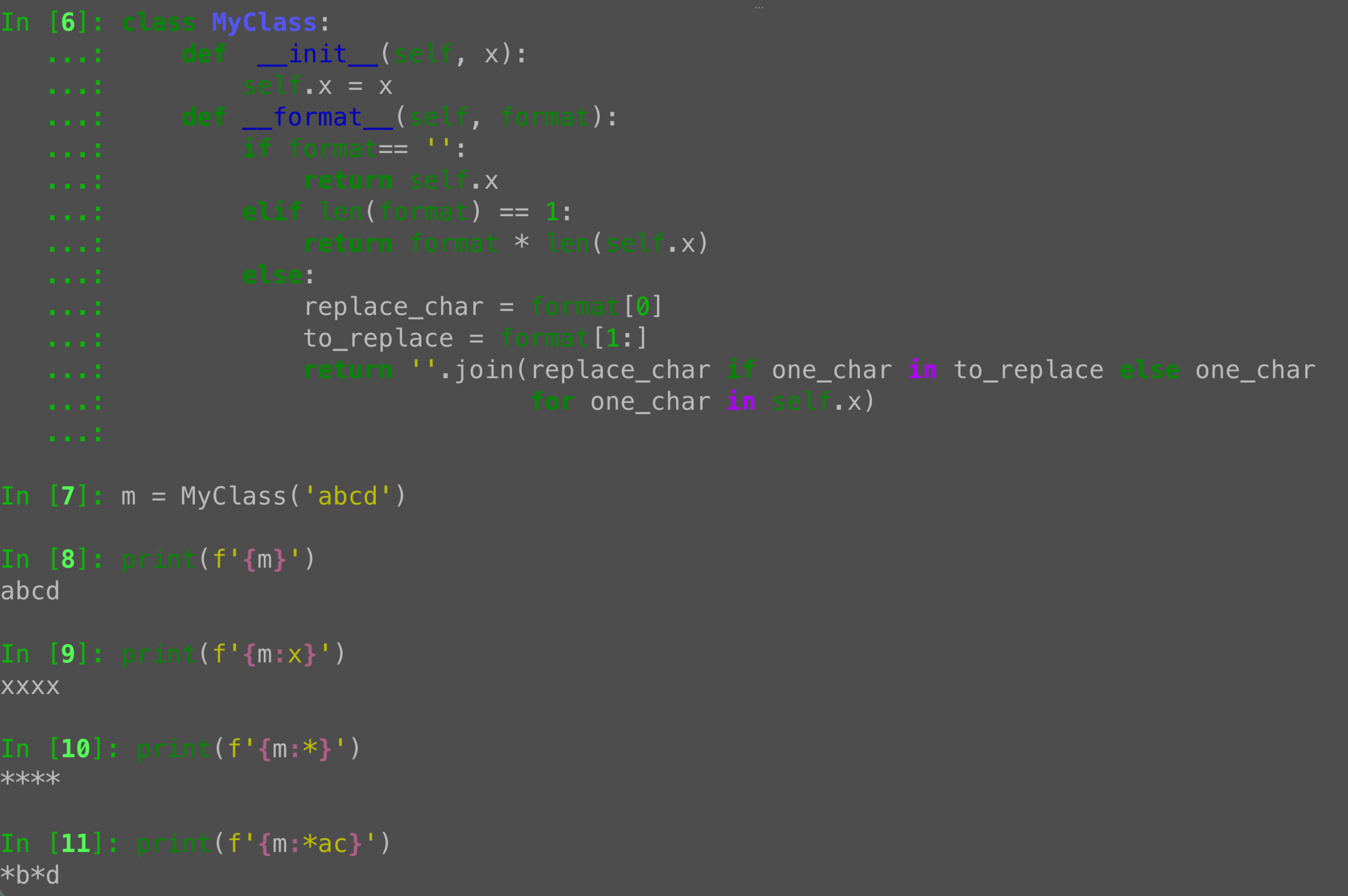 Python `__format__`: Define your own format specification syntax