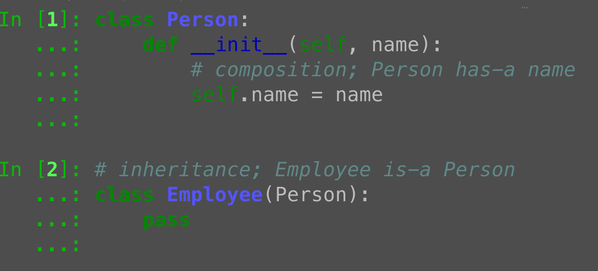 Python composition vs inheritance: The has-a and is-a relationships