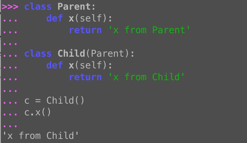 Python method overriding: Child methods replace the parent's
