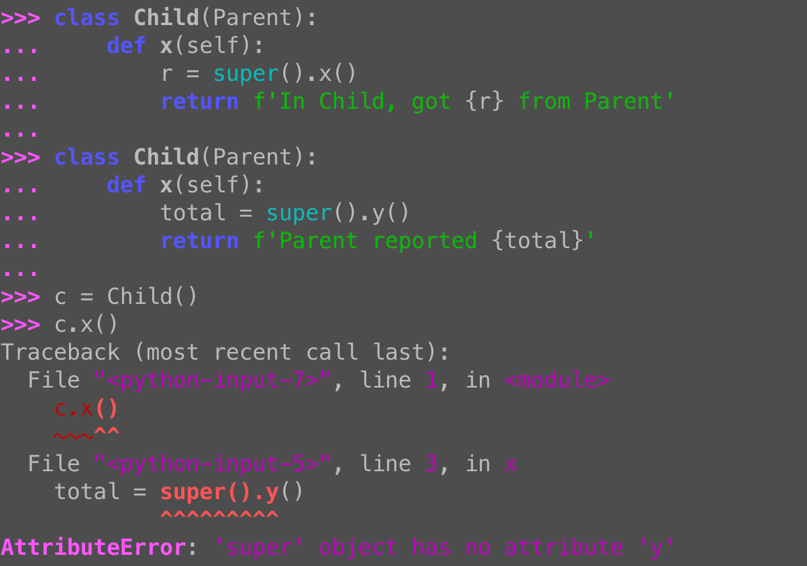 Python super(): Misspelled method names raise AttributeError