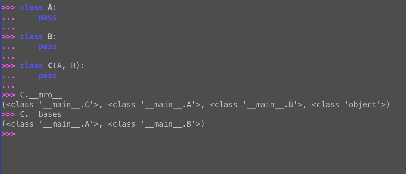 Python multiple inheritance: Listing parents with __bases__