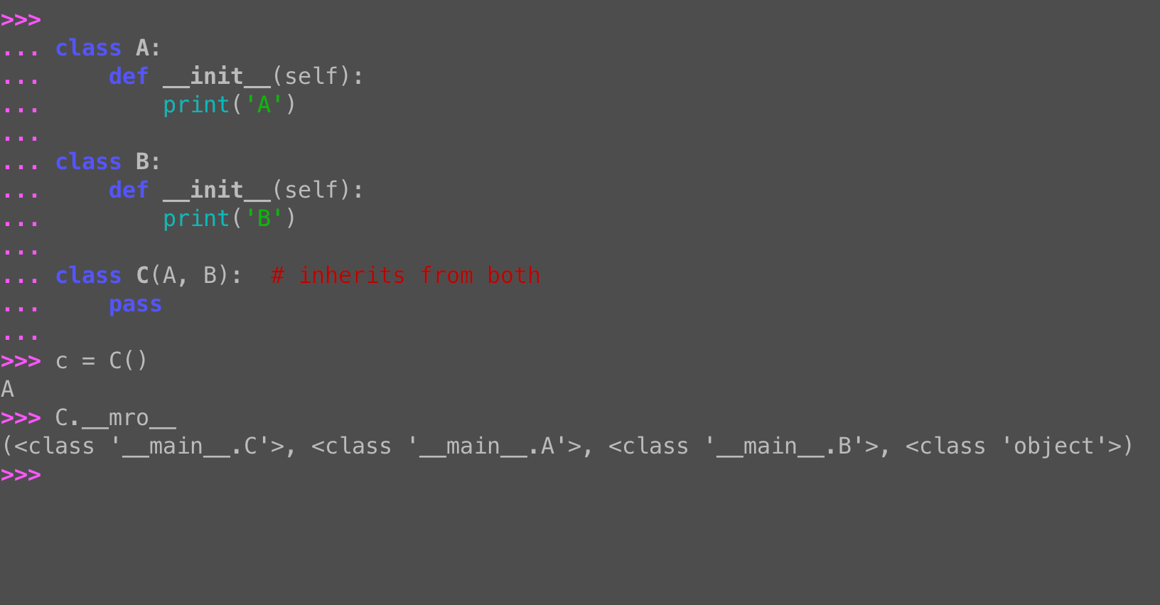 Python multiple inheritance: Which __init__ actually runs