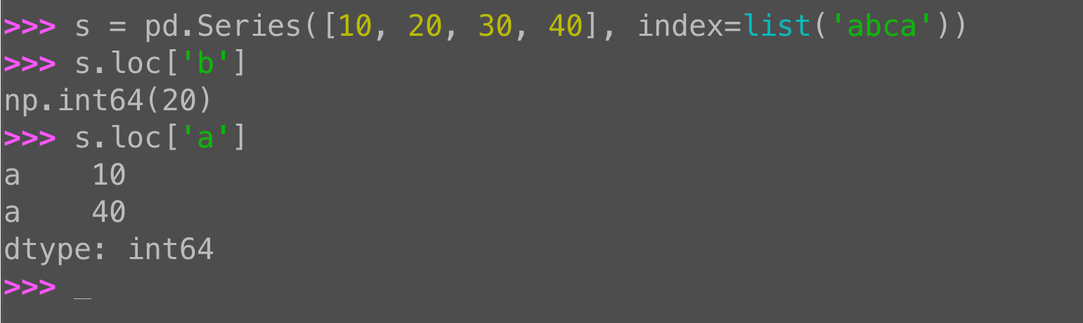 Pandas Series duplicate index labels: When .loc returns a Series