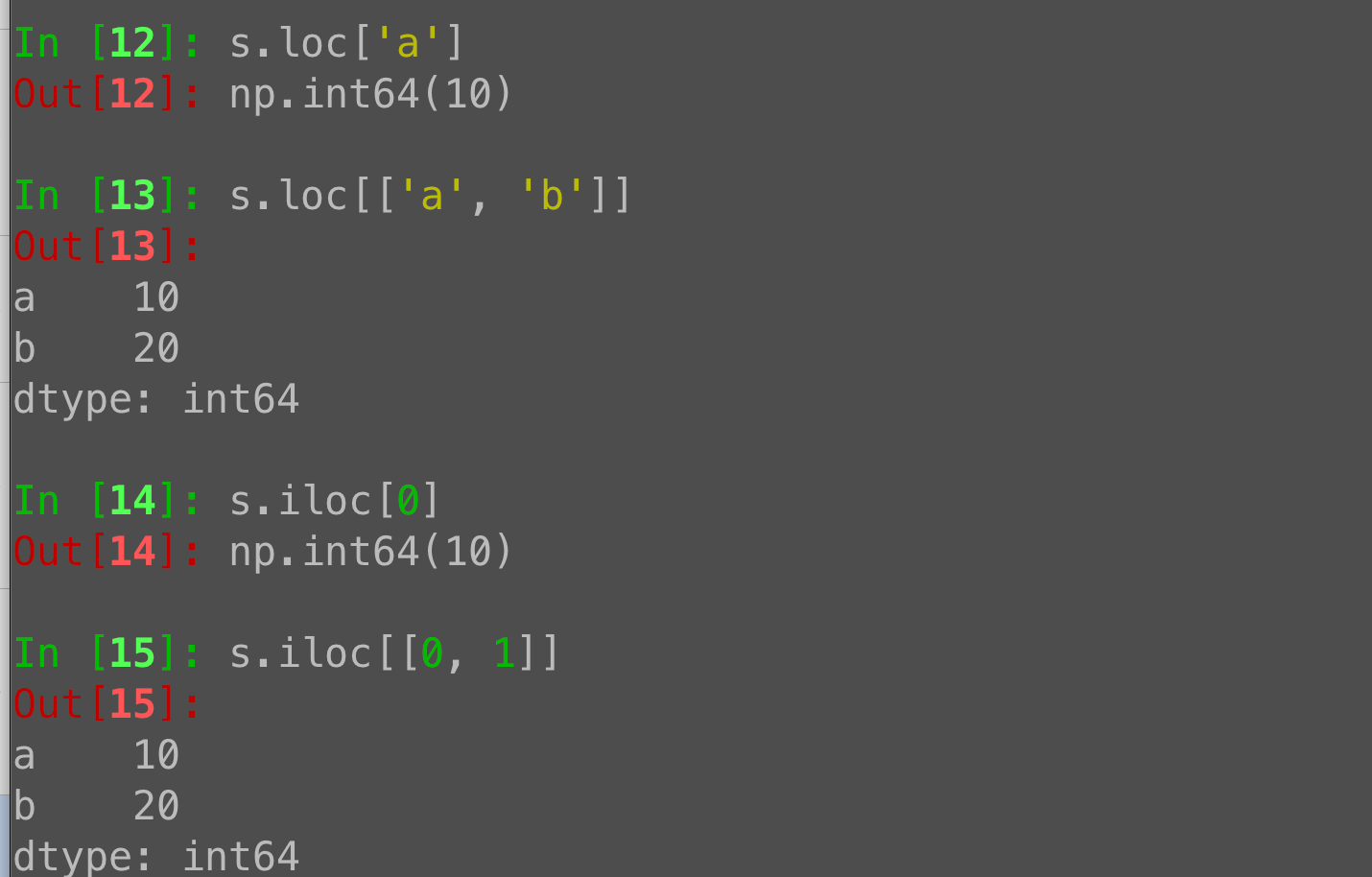 Pandas iloc vs loc: Selecting series values by position