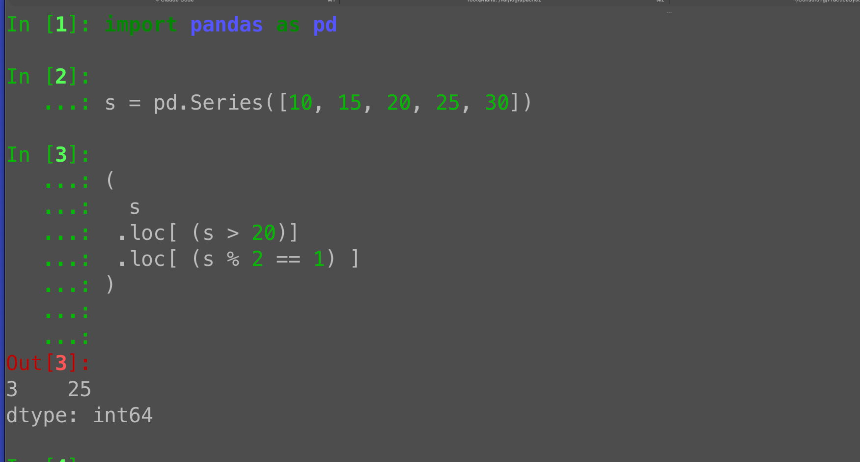 Pandas Series filtering: Chaining loc for multiple conditions