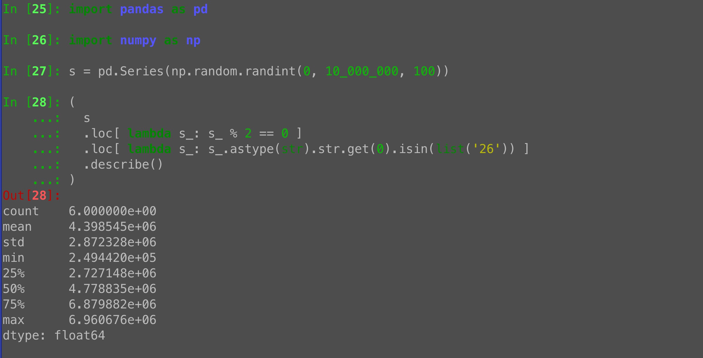 Filtering a Pandas series with loc and lambda: Three benefits