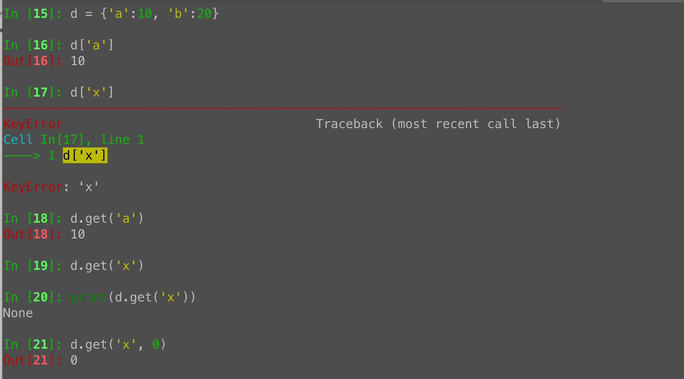 Python dictionaries: Avoiding KeyError with dict.get