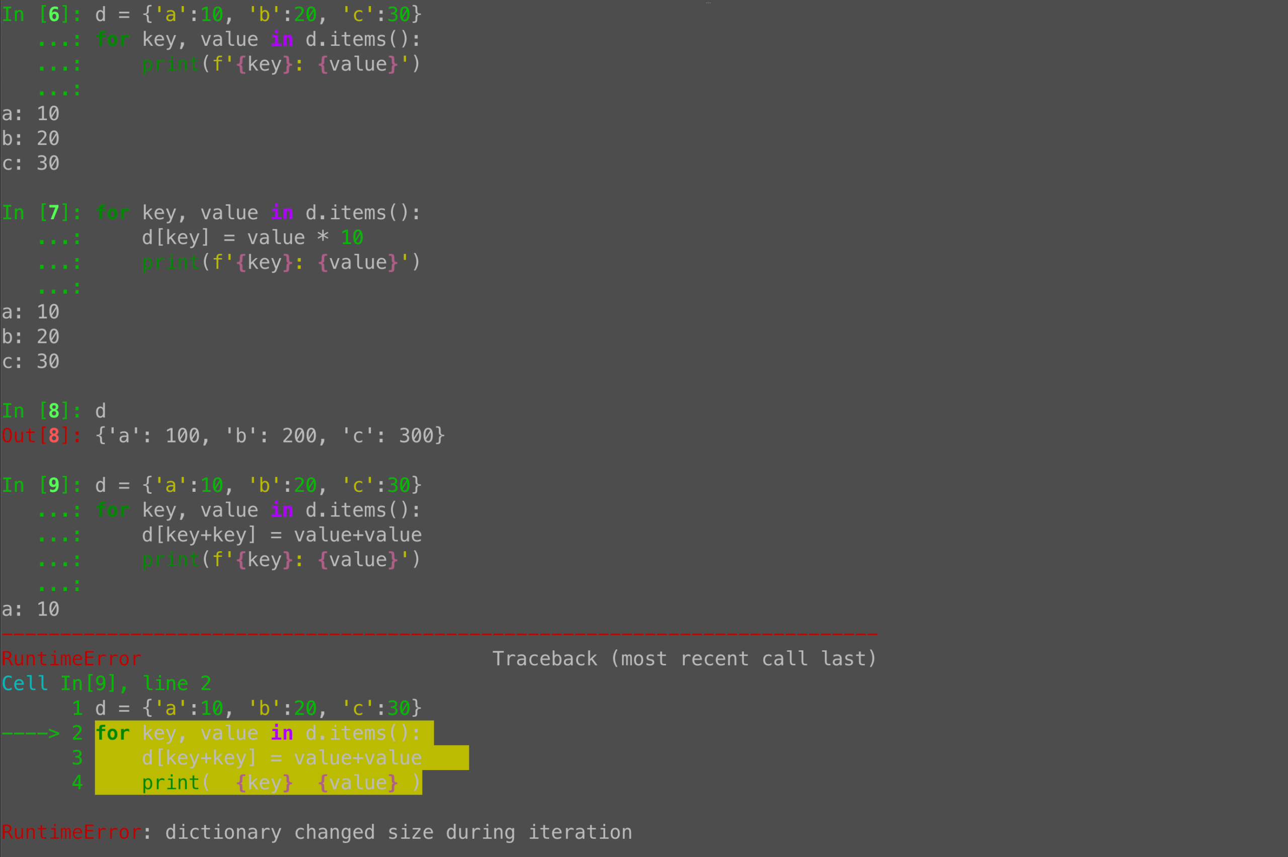 Modifying a Python dict during iteration raises RuntimeError