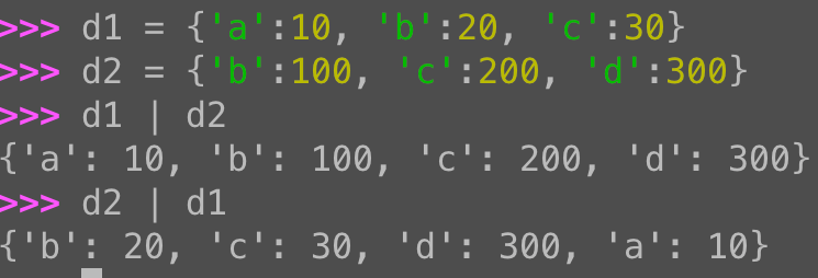 Merging Python dictionaries with |: Right side wins conflicts