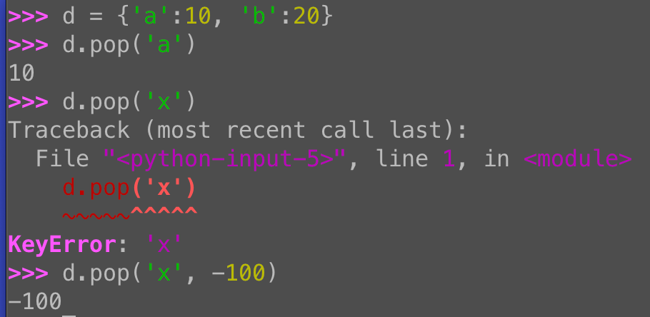 Python dict.pop: Removing keys with a default fallback