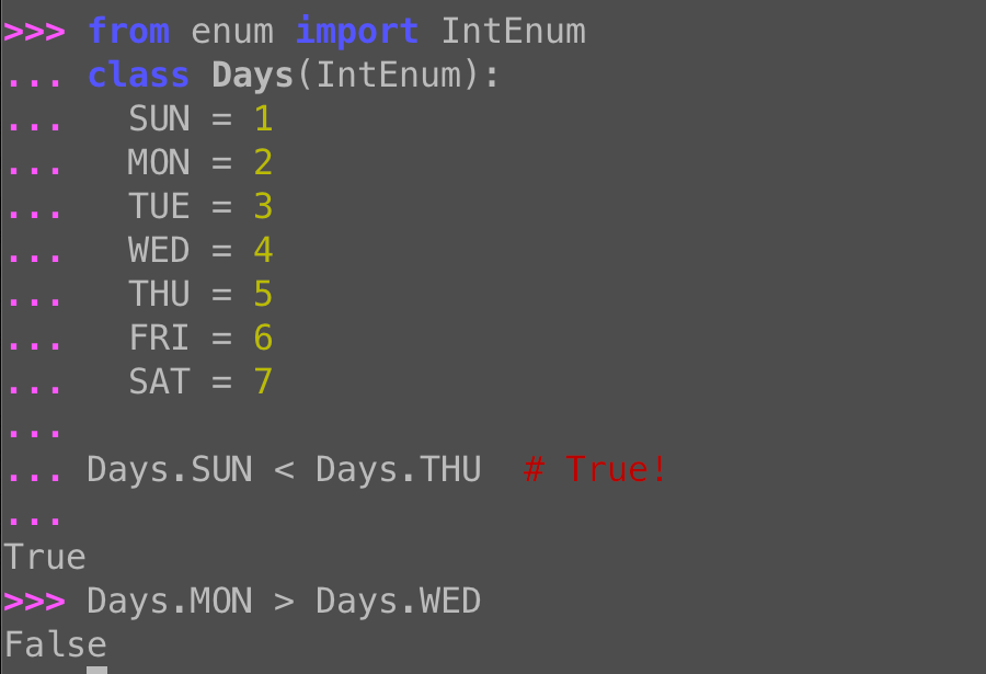 Python Enum sorting: Use IntEnum for comparable members