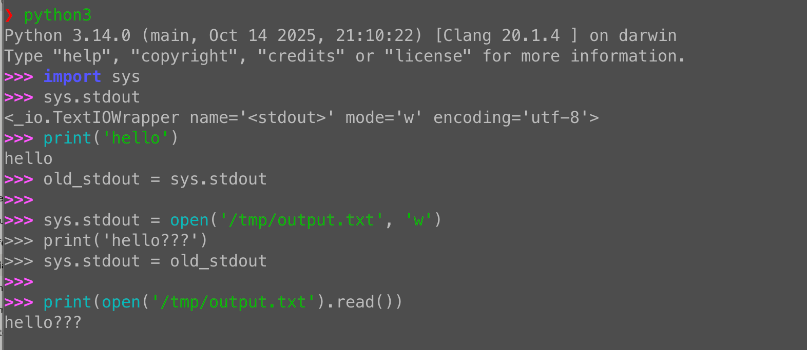 Redirecting sys.stdout: Assigning print output to a file