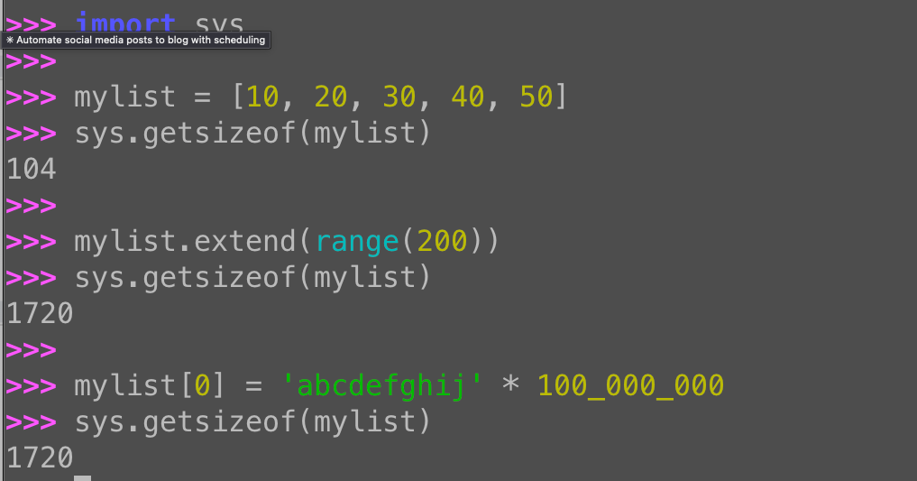 Python list memory: Why sys.getsizeof ignores the elements