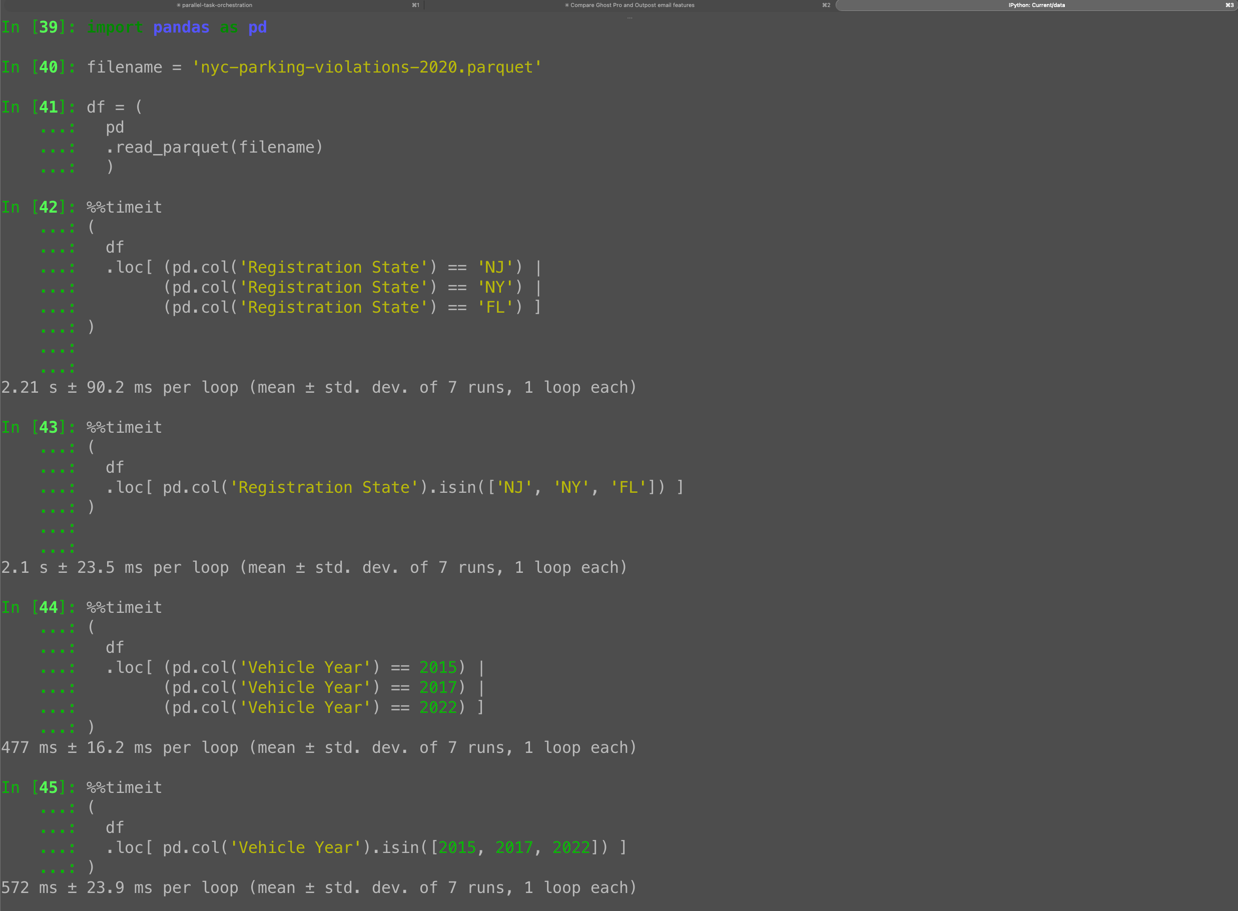 Pandas isin vs | for filtering: which is faster