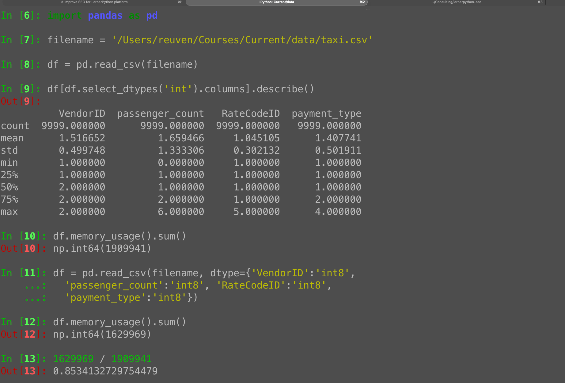 Pandas read_csv dtype: Setting column types to save memory