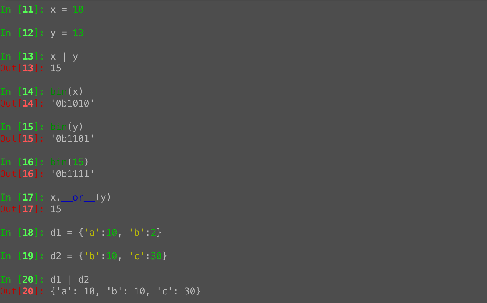 Python | operator: Bitwise or and dict merging with __or__