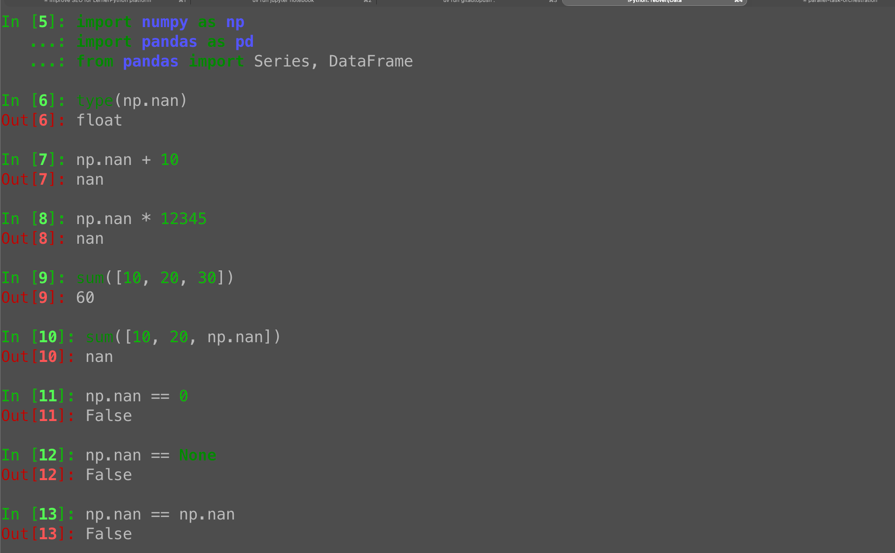 np.nan in Pandas: Why missing values break comparisons