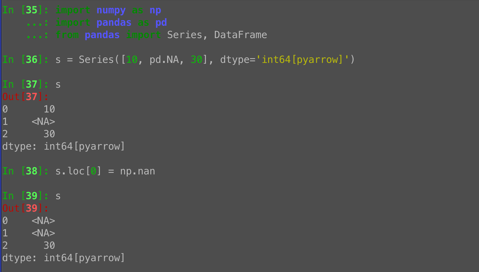 PyArrow dtypes in pandas: Nullable integers with pd.NA